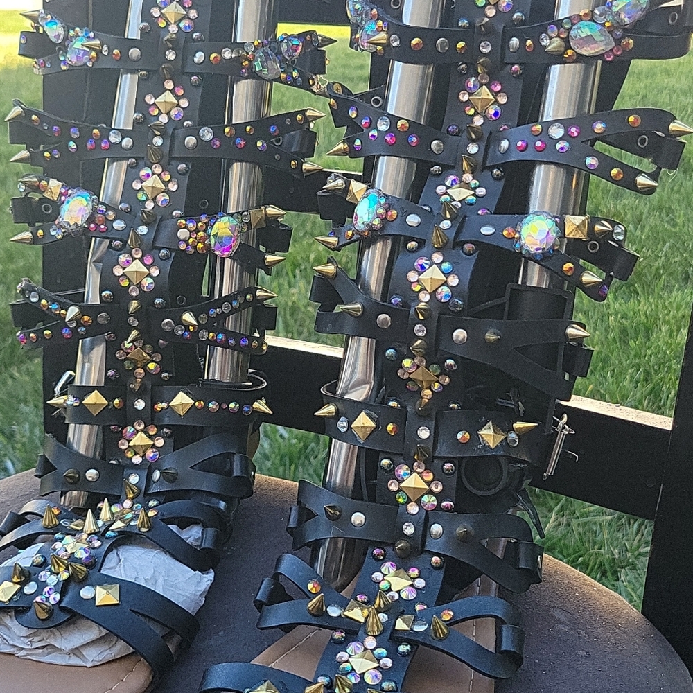 Custom Handmade Gladiator Sandals Knee High Size 9